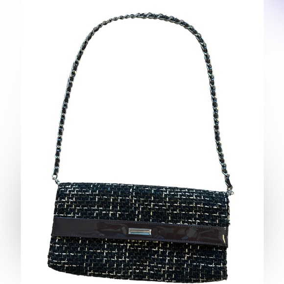 Brown Tweed Square Shaped Chain Detailed Strap  Brown Purse - Picture 7 of 7